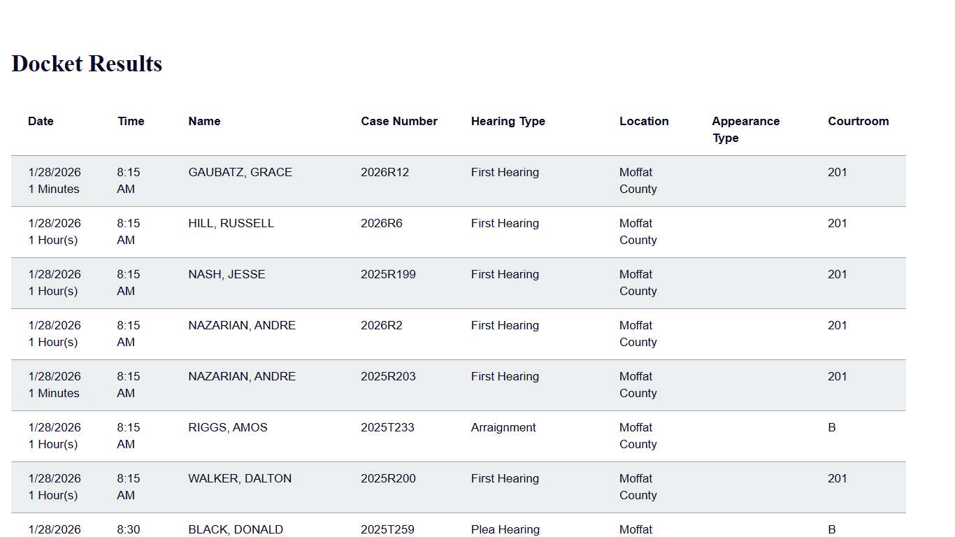 Docket Print Results Colorado Judicial Branch