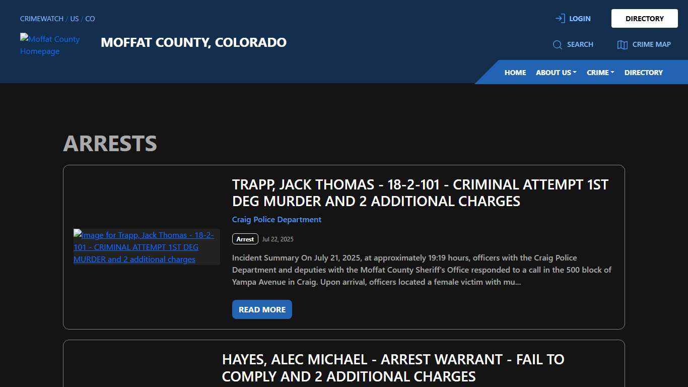 Arrests for Moffat County, Colorado CRIMEWATCH