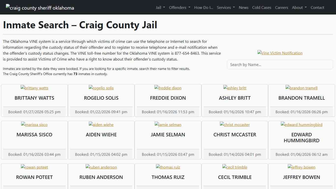 Inmate Search Craig County Sheriff's Office